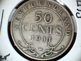 1911 Newfoundland Fifty (50) Cent Coin.  Pre - Conferation Canada photo