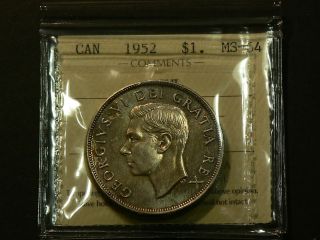Canada,  1952 Silver Dollar,  Iccs Ms - 64,  Swl Variety Grade Rarety 2771 photo