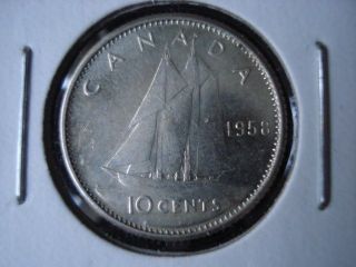 1958 10c (prooflike) Canada 10 Cents Silver Au photo