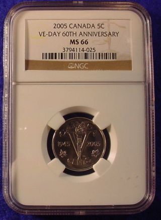 1945 - 2005 Ve Day Silver Nickel 5 Five Cent 5c Canada/ Canadian Anniversary Coin photo