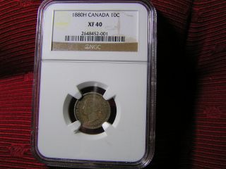 Canada 1880 H Victoria 10 Cent Ngc Graded Ef40 photo