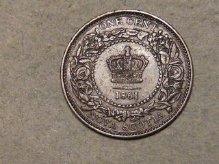 1861 Nova Scotia One Cent (xf, ) 7106a photo