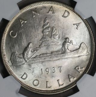 1937 Ngc Ms 63 Canada Bu First George Vi Silver Dollar (14121001) photo