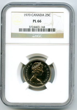1970 Canada Quarter 25 Cent Ngc Pl66 Proof Like Rare Pop=5 photo