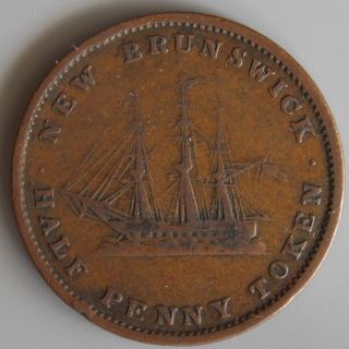 1843 Brunswick Canada Colonial Canadian 1/2 (half) Penny Token Nb - 1a2 photo