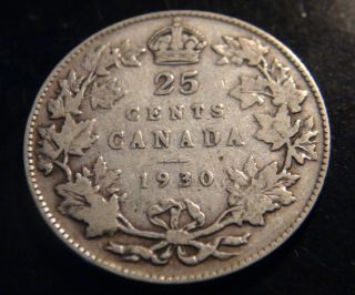1930 Canada Silver 25¢ Coin – – George V Twenty - Five Cents (quarter) photo