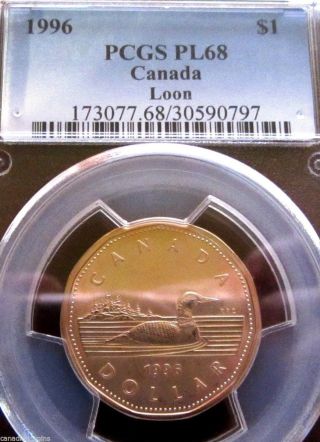 Canada 1996 Loon Dollar Certified Pcgs Pl68 Graded Solo Finest Rcm Coin photo