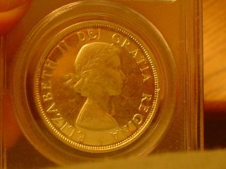 Rotated Die Pl Cameo Surface Pcgs Ms64 1953 No Strap Canada Silver Dollar photo