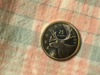 Canada 1965 Proof Like Silver 25 Cent Coin,  Some Toning photo