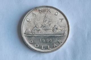 Canada 1950 Silver One Dollar $1 (short Water Lines Variety) Circulated photo