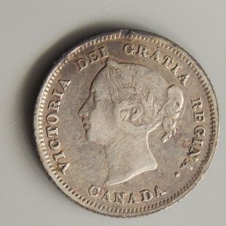 1880 Canada Canadian 5 (five) Cent Old Victoria Silver Coin photo