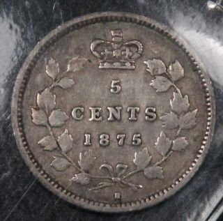 1875 H Canada Iccs F15 Silver 5 Cent Small Date - Rare Key Date Victoria photo