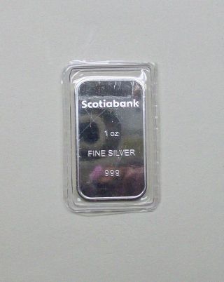 Scotiabank 1 Oz.  Silver Bar (bubble Wrapped) photo