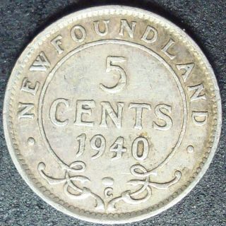 1940 - C Newfoundland Canada Silver Five Cent Coin photo