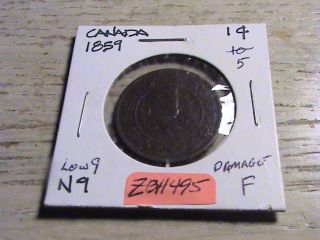 1859 Canadian Large Cent -,  Some Damage Zbh495 photo