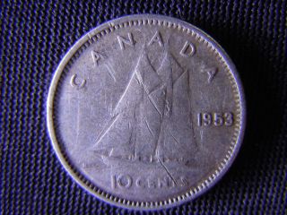 1953 - Canada 10 Cent Coin (silver) - Canadian Dime - World - 87d photo