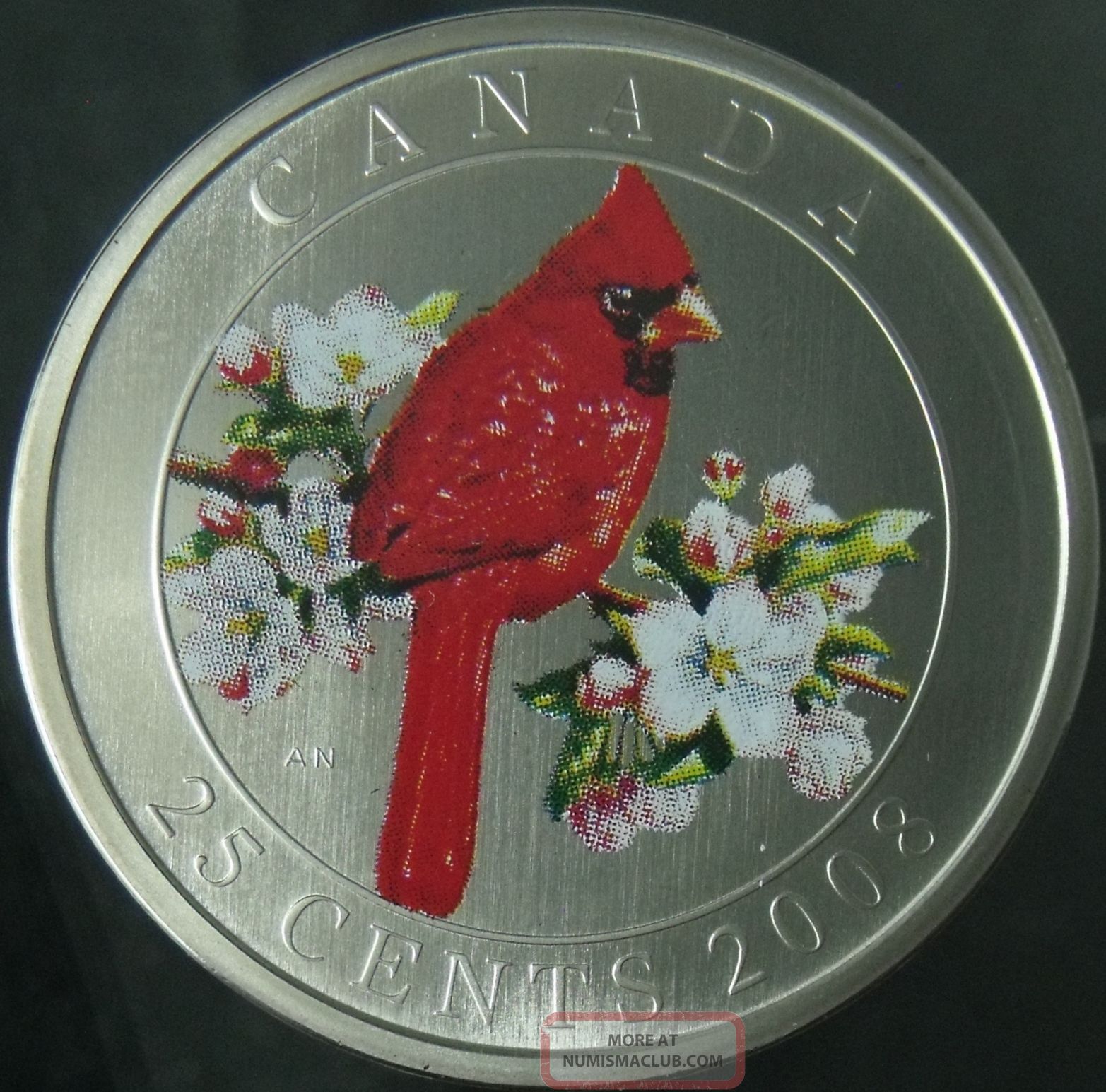 2008 Canada Twenty Five Cent Northern Cardinal
