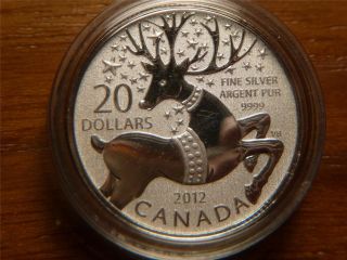 2012 Canada $20 Twenty Dollars.  9999 Silver Coin,  Raindeer photo