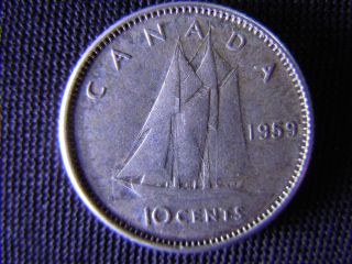 1959 - Canada 10 Cent Coin (silver) - Canadian Dime - World - 30d photo