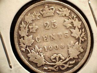 1900 Canadian Twenty Five (25) Cent Coin.  Queen Victoria photo