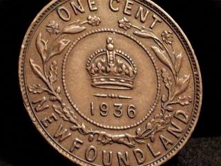1936 Newfoundlland Large One Cent Coin.  Pre - Confederation Canada photo