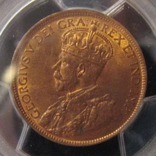 1916,  Canada Large Cent,  Georgev,  Pcgs Secure Ms 64rb,  Redbrown Toning photo