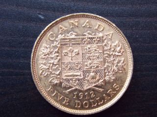 1912 $5 Canada King George V Gold Coin (au50) photo