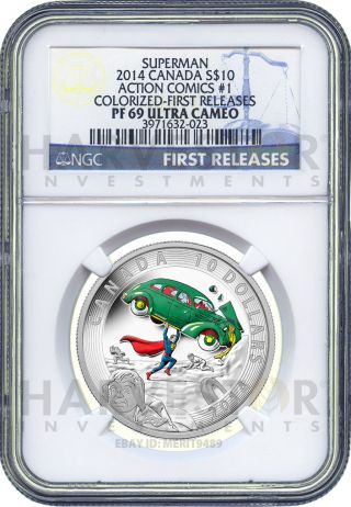2014 Canada $10 Superman Silver 1/2 Oz.  - Ngc Pf69 First Releases - Only 28 Exist photo