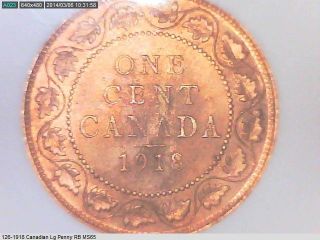 1918 Canada Large Cent Ms - 65 Rb photo