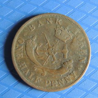 1852 Upper Canada 1/2 Penny Colonial Bank Token Pc - 5b2 Invest : } photo