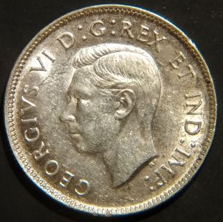 Rare 1943 Canada George Vi 25 Cents Km 35 About Uncirculated photo