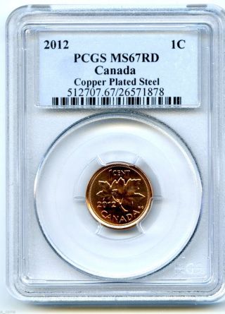2012 Canada Cent Pcgs Ms67 Rd Steel Last Year Of Issue White Label photo