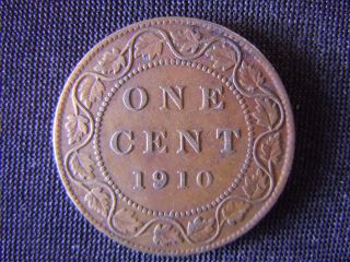 1910 - Canada - Large - One - Cent - Coin -  - Canadian - Penny - 11 - K photo