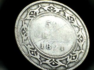 1874 Newfoundland Fifty (50) Cent Coin. .  Pre - Confederation Canada photo