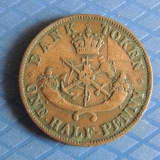 1850 Upper Canada 1/2 Penny Bank Token Pc - 5a Great Investment photo