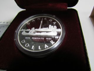 1984 Canada Cased Proof Silver Dollar,  Royal Canadian,  Toronto Coin photo