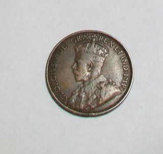 1912 Canada Canadian King George V Large One Cent Coin Penny photo