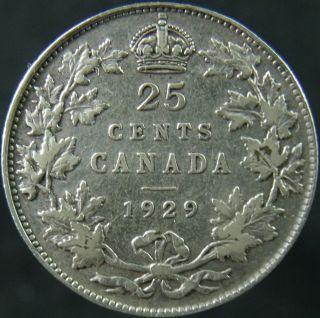 1929 Canada Twenty Five Cents Details Circulated photo