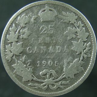 1905 Canada Twenty Five Cents Circulated photo