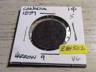 1859 Canadian Large Cent - Narrow 9 - Zbh502 photo