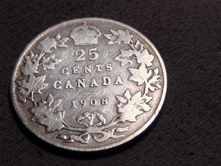 1908 Canada Twenty Five Cents 25c photo