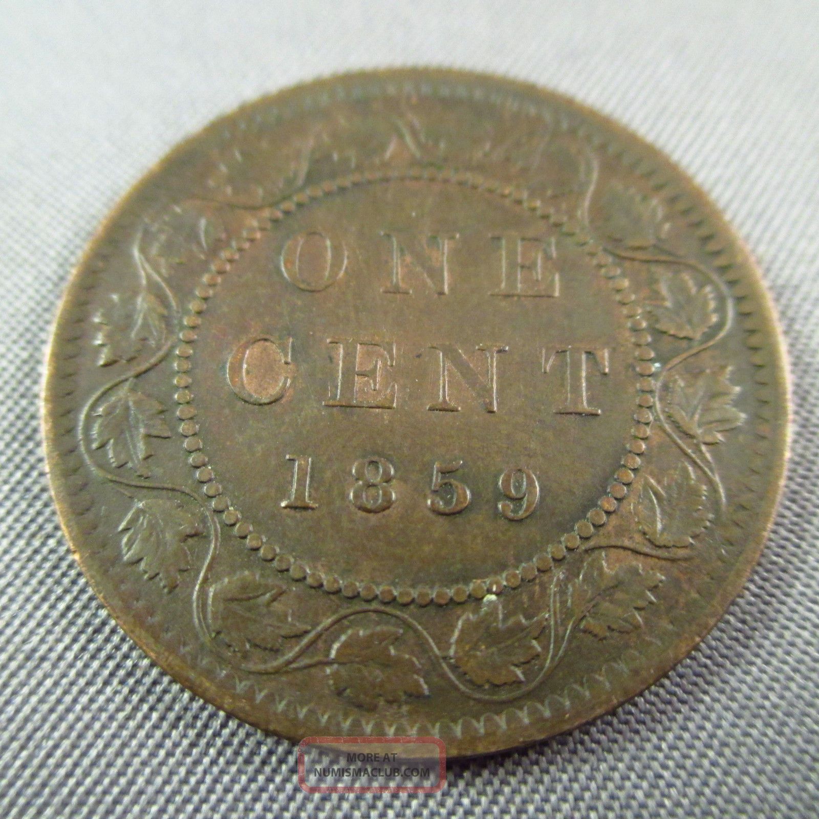 1859 Canadian Large (one) Cent Canada Queen Victoria Medal Axis Higher ...