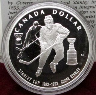 1993 Canada Silver Proof Dollar - 100th Anniversary Of Stanley Cup photo