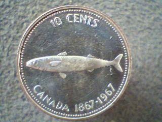 Canada Silver 10 Cents Nd (1967) Centennial Mackeral Proof photo