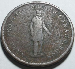 1837 Bas (lower) Canada Deux Sous Or One Penny,  