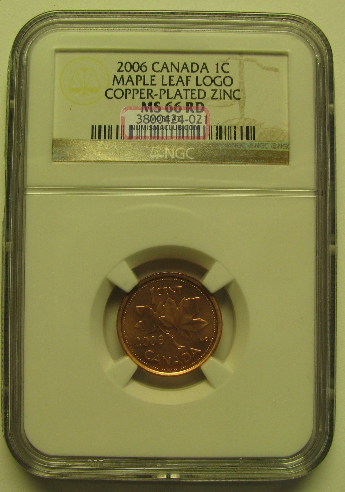 2006 Ngc Ms66 1 Cent Rcm Logo Zinc (non Magnetic) Red Canada One Penny
