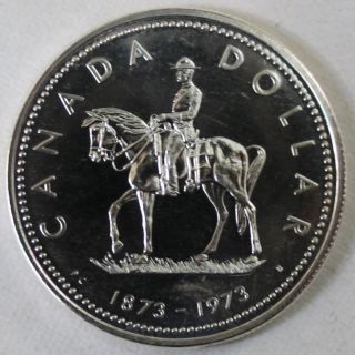 1973 Silver Dollar Canadian Mounted Police $1 Coin Rcmp One Dollar Complete photo