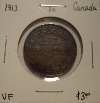 Canada George V 1913 Large Cent - Vf photo