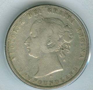 1872 - H Newfoundland 50 Cents Very Good Plus Grade. photo