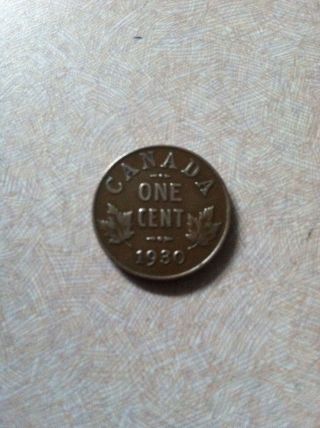 (1) 1930 Canada Penny / King George V / Circulated / Low Mintage - Key Date photo